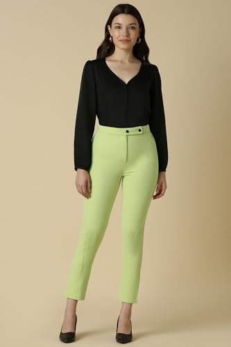 Allen Solly Women Green Regular Fit Solid Formal Trousers