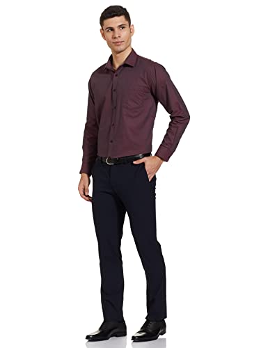 Amazon Brand - Symbol Men's Cotton Rich Formal Shirt | Plain | Full Sleeve - Regular Fit (Available in Plus Size) (Maroon_42)