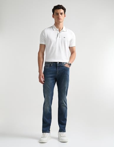 Arrow Newyork Men's Soho Slim Tapered Fit Mid Rise Jeans (ANAKJN2680_Indigo_40)