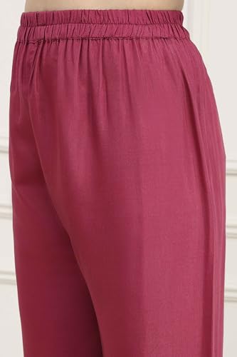 Biba Women Purple Silk Blend Machine Embroidered Unstitched Suit Set_FREE SIZE