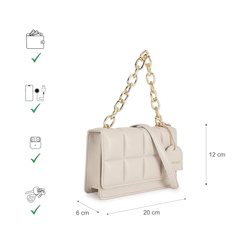 Fastrack white PuffCharm Sling | Quilted Faux-Leather Women’s Handbag | Sling with Chain Accent Handle & Magnetic Closure
