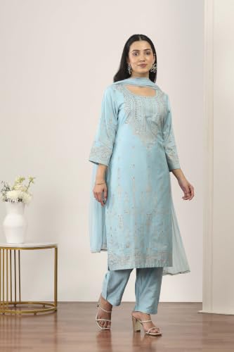 Rangriti Viscose Polyester Printed Straight Festive Kurta With Salwar And Dupatta