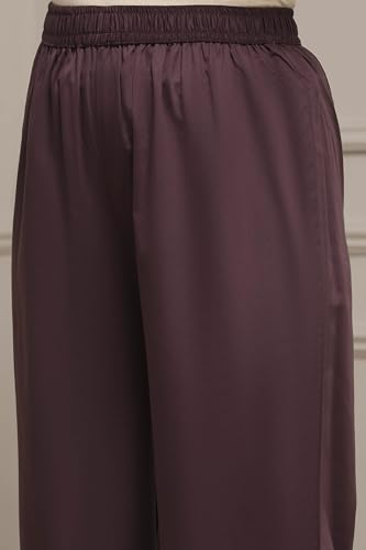 Biba Women Lavender Chanderi Relaxed Dyed Kurta Pants Set_36