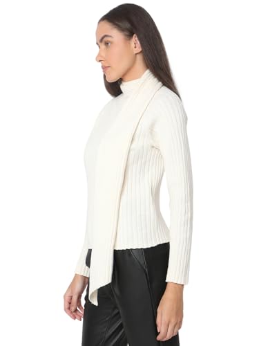 VERO MODA Women's Regular Fit Off White Sweater