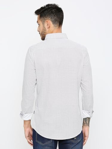 Being Human White Navy Men Shirt (Size: XL)-BHMLSLV23012-WHITE/NAVY