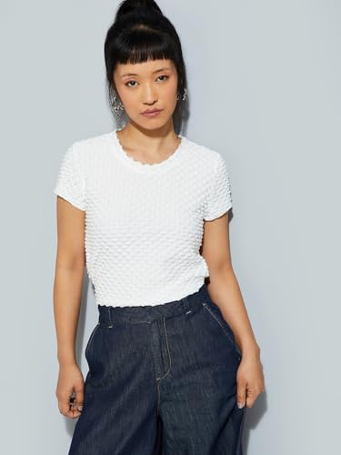 Max Alaya F x URB_N Women Textured Top (Off White_XS)