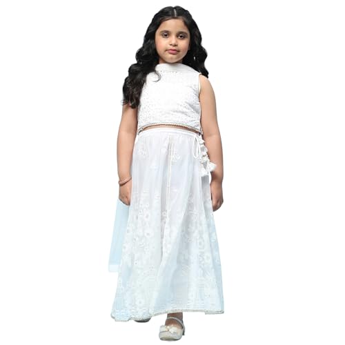 BIBA Girls PRINTED STRAIGHT KID(KWWHITE BLOOMS5769_WHITE_9)