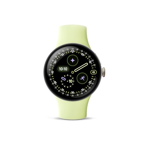 Google Pixel Watch 4 (41mm) - Android Smartwatch with Heart Rate and Sleep Tracking - 30-Hour Battery - Fitness Tracking - Google AI - Champagne Gold Aluminum Case - Lemongrass Active Band - Wi-Fi