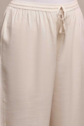 Biba Women Beige Polyester Blend Straight Dyed Suit Set_42