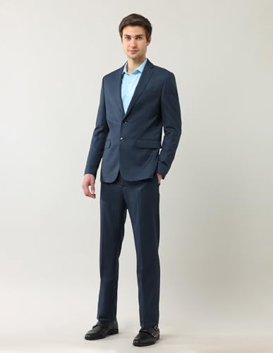 Arrow Men's Polyester Business Suit Pants Set (ARAJSU5566_Navy Blue