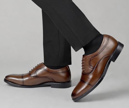 LOUIS STITCH Men’s Russet Tan Formal Lace-Up Oxford Shoes | Formal Lace-Up Shoes for Men | Business & Occasion Wear | LSVSOX-1 |UK-9