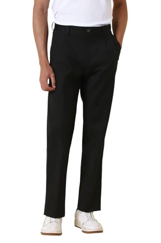 Men Black Solid Casual Trousers
