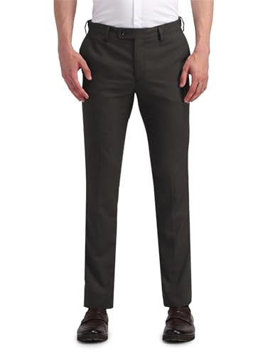 Arrow Mens Solid Grey Mid Rise Cotton Button Fitted Flat Front Slant Pocket Casual Pants (ARAITR2045_Grey_)