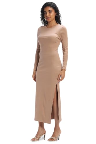 FOREVER 21 women's Cotton Blend Bodycon Maxi Cocktail Dress (602577_Cream