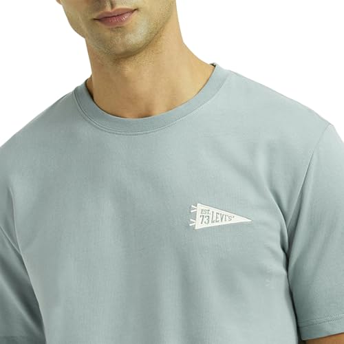 Levi's Men's Solid Light-Blue Crew Neck T-Shirt