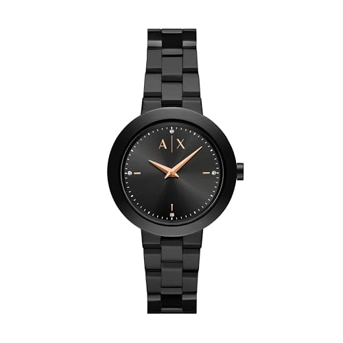 Armani Exchange Stainless Steel Analog Black Dial Women's Watch-Ax5173, Band Color:Black