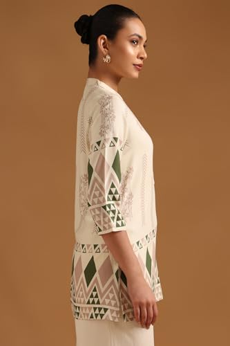Soch Womens Off White Rayon Geometric Tunic
