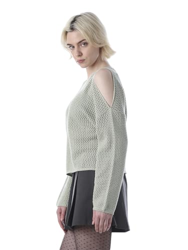 ONLY Women's Self Design Regular Fit Green Sweater