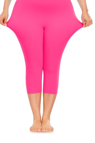 PandaWears Women's Reg/Plus Size Capri - Stretch Fit (XL, Bio-Rose Pink)
