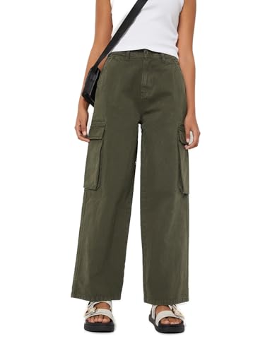 Max Women Solid Cargo Jeans (Green_26)