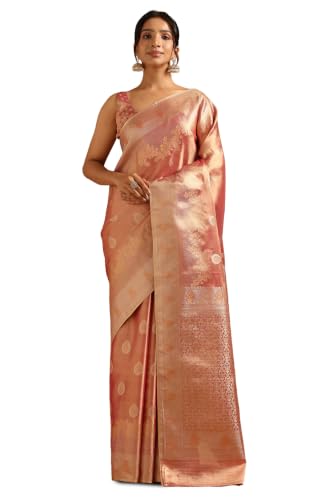 Soch Womens Fuchsia Tissue Zari Woven Saree