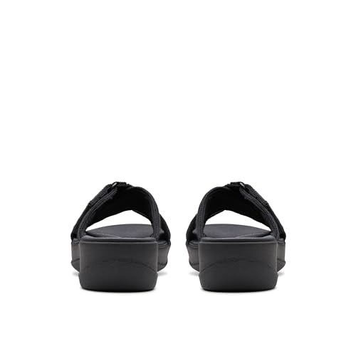 Clarks womens Arla WaveSlide Sandal, Black Textile, 5.5 UK