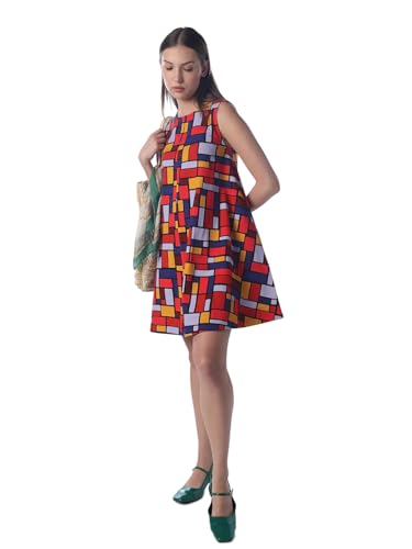 ONLY Women's Colourblocked Fit and Flare Multicolor Dress