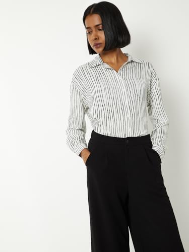 Max Women Striped Formal Shirt (Off White_XXL)