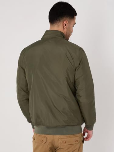Wildcraft Men Sierra Solid Nylon Blend Collored Casual Quilted Jacket, Full Sleeve - Regular fit, Olive Green, M