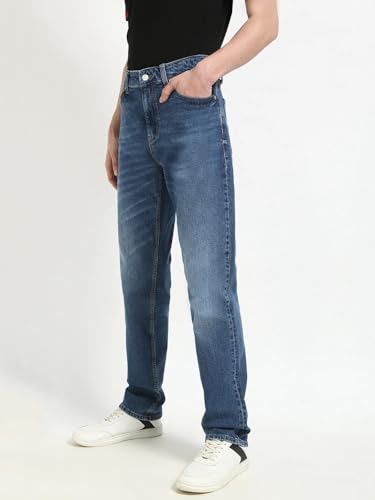 Mid-Wash Slim-Fit Mid-Rise Jeans Blue