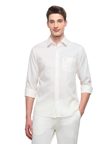 U.S.Polo Association Men's Solid Regular Fit Shirt (USSHTP1246_Ivory_39)