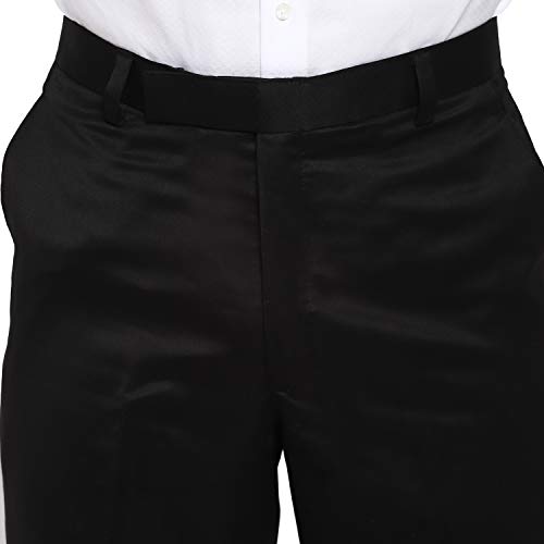Royal Kurta Mens Polyviscose Bandhgala Formal Suit (46" Coat 40" Trouser, Black)
