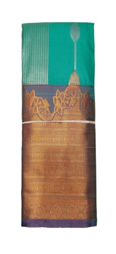 VFCollections Women's Traditional Handloom Kanchipuram Silk Saree with Rich Royal Golden Zari and Traditional Border – | Rich Zari Woven Design | Bridal Saree | Unstitched Blouse (VFC682-8)