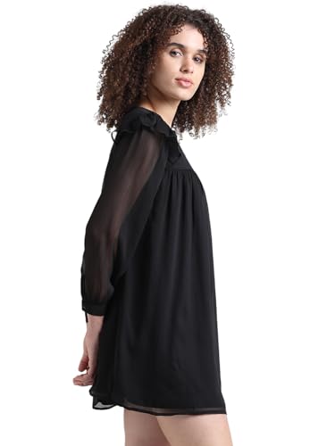 ONLY Women's Polyester Modern Above The Knee Dress (15331454- Black