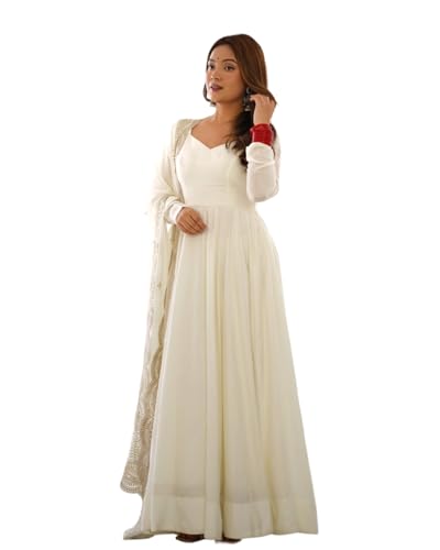 FUSIONIC Featuring Ethnic wear Gown Set White