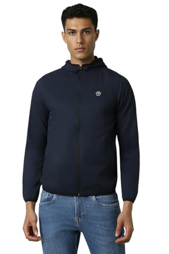Van Heusen Men Navy Textured Casual Jacket