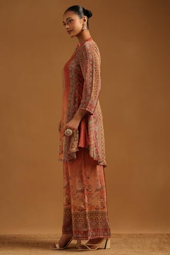 Soch Womens Rust Crepe Ethnic Motifs Co-Ords Set With Beads