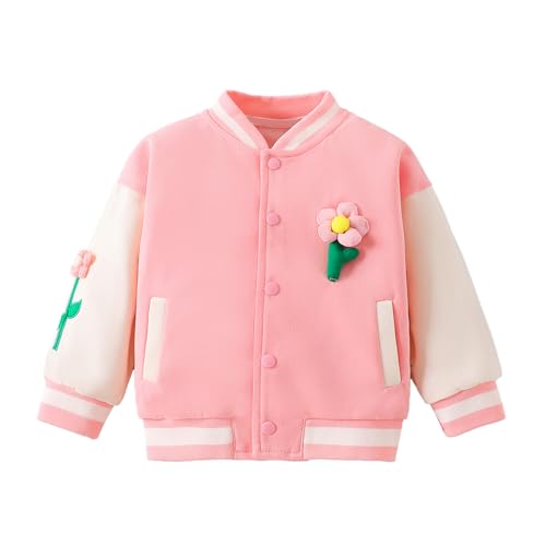 Hopscotch Girls Pink Full Sleeves Floral Applique Colourblock Jacket For Age (3-4 Years)