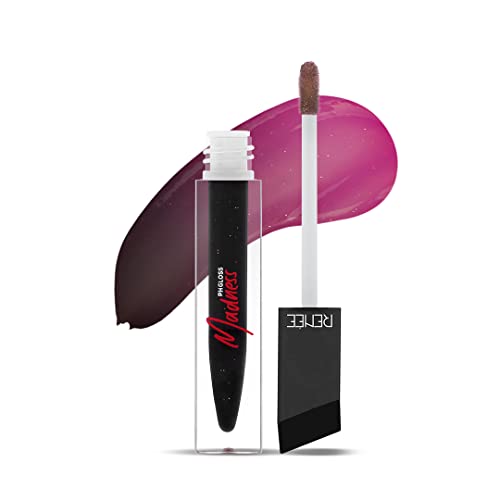 RENEE Madness PH Lip Gloss 4.5ml| Black Gloss with Pink Payoff| Enriched with Shea Butter| Soothes, Repairs & Moisturizes Dry Lips| Glossy Non Sticky Formula