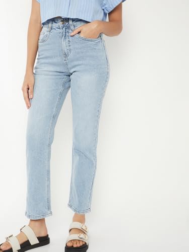 Max Women Washed Slim Straight Fit Jeans (Blue_28)