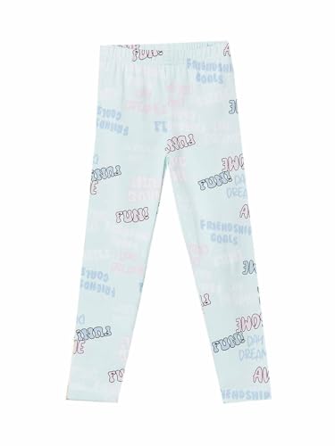 Max Girls Printed Skinny Fit Leggings (Blue_3-4 Y)