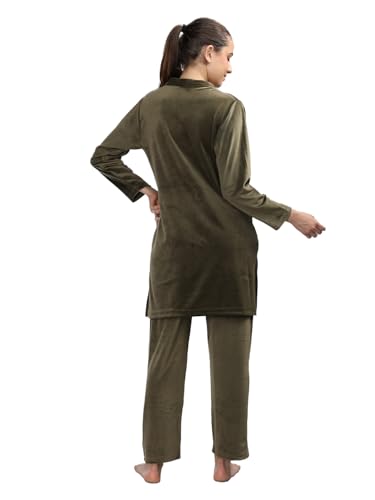 Duchess Women's Supersoft Velvet Printed Nightsuit for Winter wear