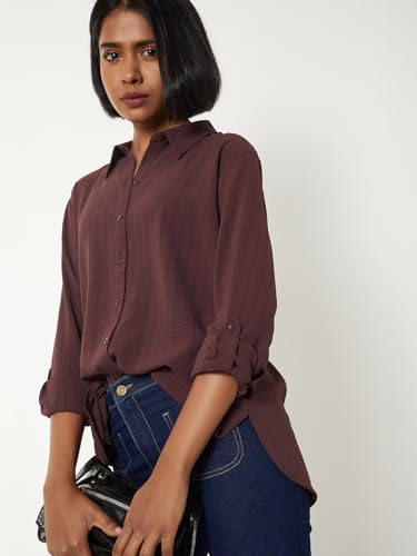 Max Women Striped Shirt (Maroon_XL)