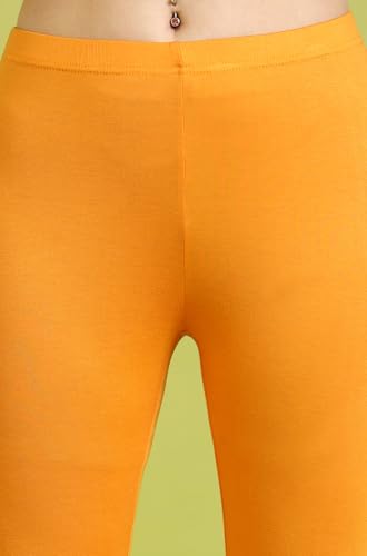 W for Woman Orange Abstract Printed Tiered Spaghetti Kurta and Leggings Set with Dupatta (Size: L)-WS11527-123741