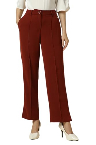 Allen Solly Women's Regular Casual Pants (AHTFWRGFD00720_Maroon
