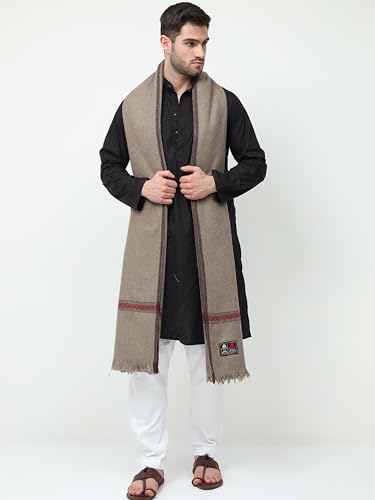Arvore Men's Plain Hand Woven Warm Soft Pure Merino Wool Lohi | Shawl (52" X 106") (Brown-1)
