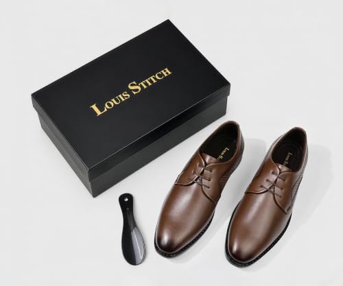 LOUIS STITCH Men’s Russet Tan Formal Lace-Up Derby Shoes | Formal Lace-Up Shoes for Men | Business & Occasion Wear | LSVSPL-1-TN |UK-8