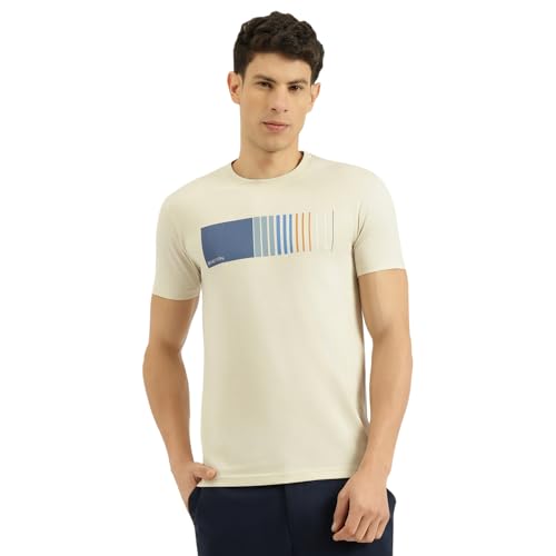 United Colors of Benetton Regular Fit Round Neck Graphic Print T-Shirt (Size: M) - 26P3ZSTJ3517IPW2 Cream