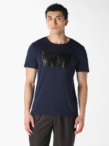 Jack & Jones Men Navy Blue Logo Print T-Shirt