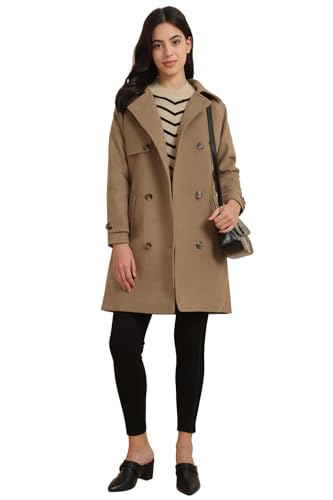 Allen Solly Women's A-Line Coat (AHJKCRGFI67538_Brown_2XL
